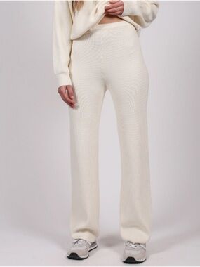 BNWT Brunette The Label Ribbed Knit Pants Cream | Size XL/2XL